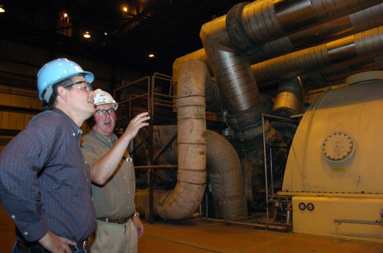 A plant manager describes how the Colstrip Steam Electric Station produces power from coal in Colstrip, Mont. (AP/Matthew Brown)