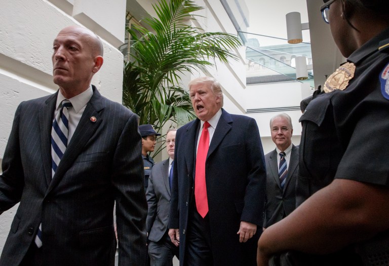 Trump is reserving just enough space to bail on the legislation, thereby insulating himself from blame. (AP Photo/J. Scott Applewhite)