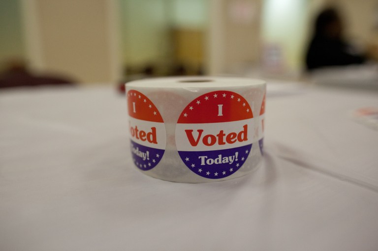 Voting stickers at a voting station in northwest during the April 2012 primary election. (Examiner file photo)