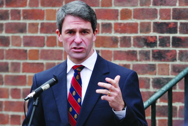 Virginia Attorney General Ken Cuccinelli speaks during a Tea Party rally at the Capitol in Richmond, Va., Monday, Jan. 17, 2011.   (AP Photo/Steve Helber)