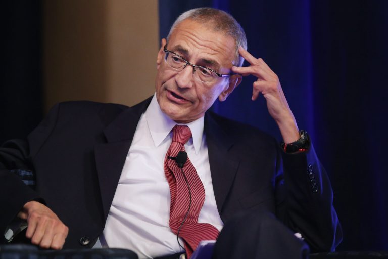 Center for American Progress co-founder John Podesta moderates a panel discussion during a conference commemorating the 10th anniversary of the center at the Astor Ballroom of the St. Regis Hotel Oct. 24, 2013 in Washington, DC.. (Photo by Chip Somodevilla/Getty images)
