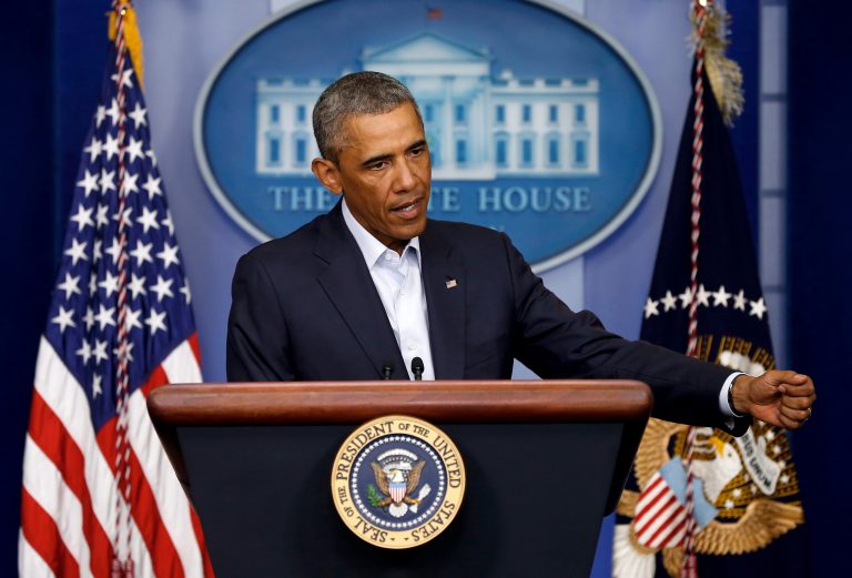 President Obama speaks during a press conference Monday in Washington, DC. Obama returned from his vacation in Martha's Vineyard to hold meetings with his national security team and U.S. Attorney General Eric Holder. (Getty images / Win McNamee)