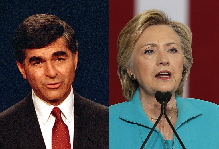 HIllary Clinton remains committed to treating Donald Trump as some alien force in American politics in a way Michael Dukakis never could do to George H.W. Bush (AP Photos)