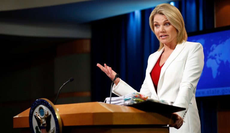 State Department spokeswoman Heather Nauert speaks during a briefing at the State Department in Washington, Wednesday, Aug. 9, 2017. (AP Photo/Alex Brandon)