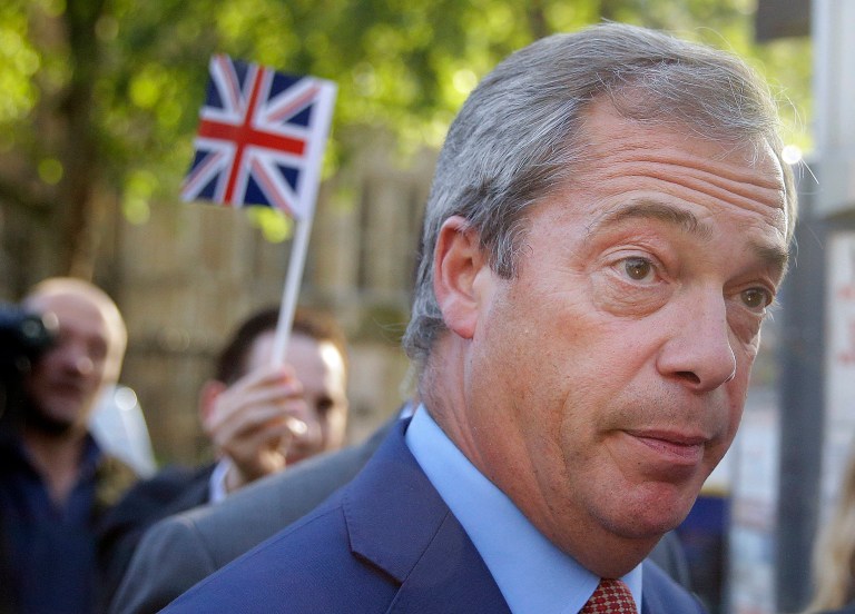 Nigel Farage, the leader of the UK Independence Party, said he was invited to attend the Cleveland event, but did not say who asked him to come. (AP Photo/Matt Dunham)