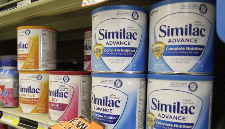 Similac baby formula is displayed on the shelves at Shaker's IGA in Olmsted Falls, Ohio on July 19, 2011. An ongoing shortage of available baby formula has plagued mothers who have had trouble finding their infants' food. (AP Photo/Mark Duncan, File)