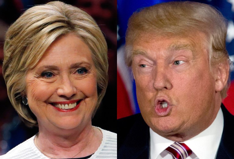 Donald Trump has not received a single donation from the leaders of Fortune 100 companies, but Hillary Clinton has, according to a Wall Street Journal study released Friday. (AP Photos)