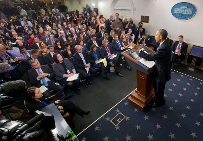 President Obama speaks during a news conference in the Brady Press Briefing Room of the White House. (AP Photo/Pablo Martinez Monsivais )