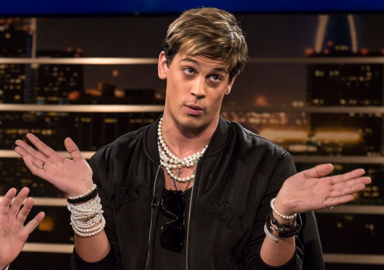 On Breitbart's SiriusXM radio show Tuesday, Marlow said Yiannopoulos, the site's technology editor, would be holding a press conference later in the day to address the matter but did not say whether he would continue working for Breitbart. (Janet Van Ham/HBO via AP)