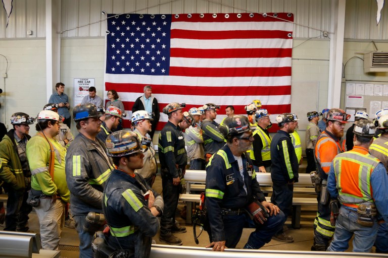 These miners became the victims of the Left's agenda to shut down the business that provided their paychecks. (AP Photo/Gene J. Puskar)