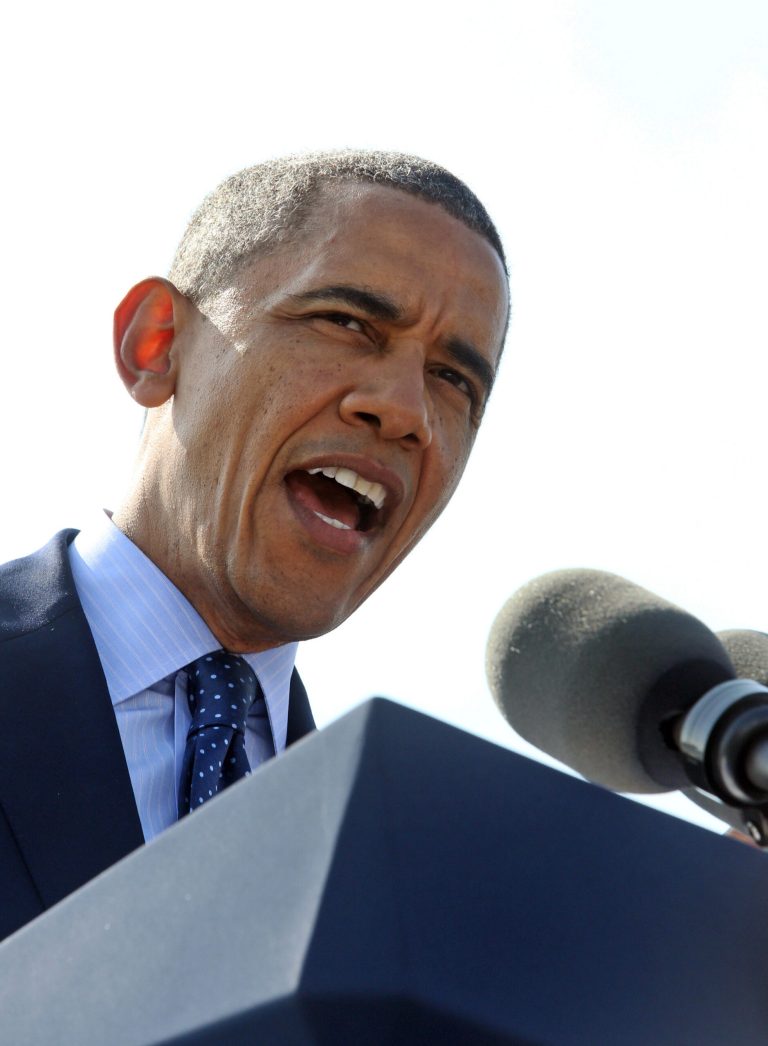 President Barack Obama speaks to the media at the Washington Irving Boat Club in Tarrytown, N.Y., Wednesday, May 14, 2014. The President spoke about the need for Congress to fund road and bridge improvements across the nation. (AP Photo/Journal News, Seth Harrison, Pool)