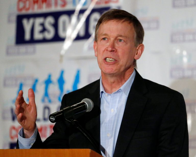 Colorado Gov. JohnÃÂ HickenlooperÃÂ speaks at at an election party for Amendment 66 in Denver. Voters in Colorado voted down Amendment 66, which would have created wholesale changes for how Colorado funds public education. (AP/Ed Andrieski)