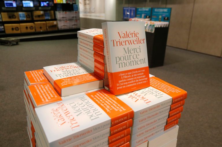 A pile of former French first lady Valerie Trierweiler's book 