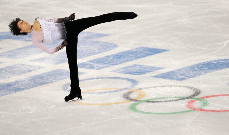 Yuzuru Hanyu of Japan competes in the men's free skate figure skating final at the Iceberg Skating Palace during the 2014 Winter Olympics, Friday, Feb. 14, 2014, in Sochi, Russia. (AP Photo/Vadim Ghirda)