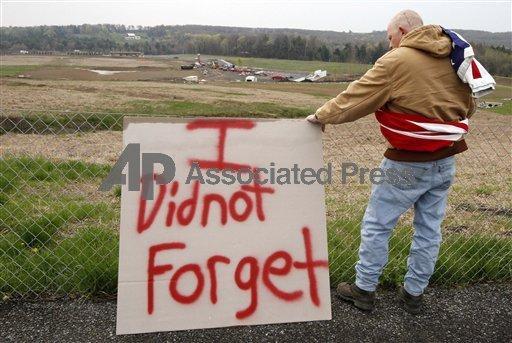 A man visits the temporary memorial to United Flight 93 in Shanksville, Pa.