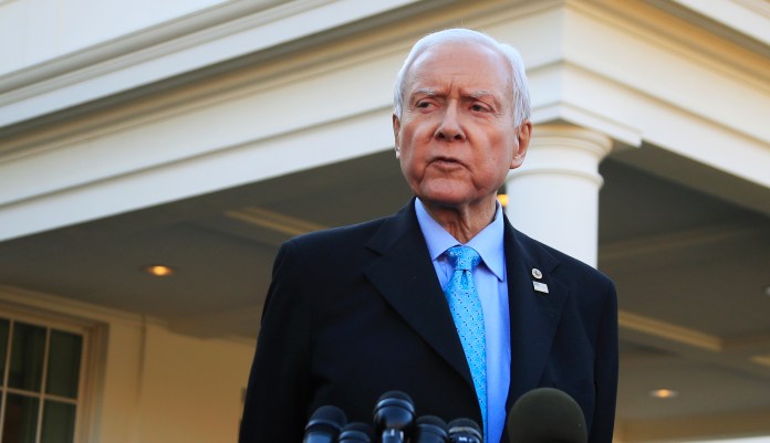 Trump "has the greatest and deepest amount of respect for Sen. Hatch" and was "very sad to see Sen. Hatch leave," Sarah Sanders told reporters at the White House. (AP Photo/Manuel Balce Ceneta)