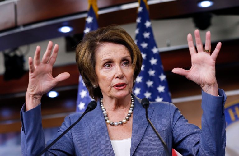 House Minority Leader Nancy Pelosi, D-Calif., criticizes Republicans, and the influence of the tea party, on the morning after Congress passed last-minute legislation that reopened the government and averted a national default, at the Capitol in Washington, Thursday, Oct. 17, 2013. The House and Senate voted late Wednesday night to end the shutdown that began when Republicans tried unsuccessfully to use must-pass funding legislation to derail the president's landmark health care law. (AP Photo/J. Scott Applewhite)