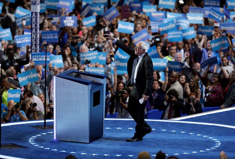 For diehard Sanders supporters, nothing he said in his Monday speech will convince them to vote for Clinton. (AP Photo/John Locher)