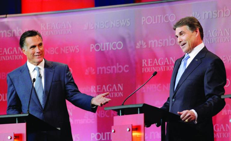 Why are people like former Massachusetts Gov. Mitt Romney, left, attacking Texas Gov. Rick Perry, right, for repeating the same truth that Reagan spoke for decades? 