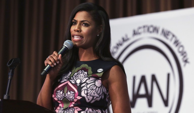 Manigault, a former reality television star, defended her decision saying much of her role involves reaching out to the African-American community. (AP Photo/Richard Drew)