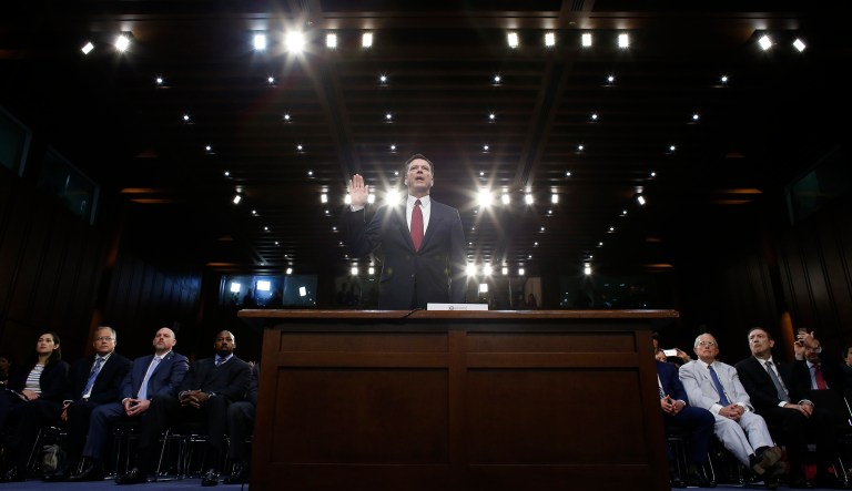 Comey gave his first public comments since being fired last month by President Trump. (AP Photo/Alex Brandon)