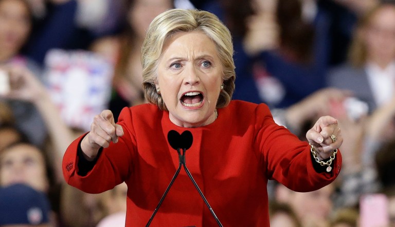 Fury is now Hillary Clinton's soulmate. But unlike Captain Ahab, who only hated Moby Dick, Clinton's vendetta is against the entire ocean of society, that which stole her birthright. (AP Photo/Gerry Broome)