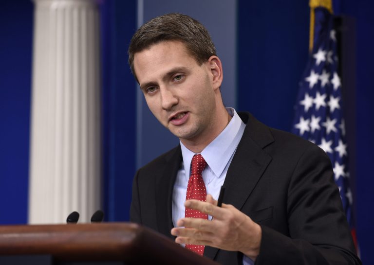 White House principal deputy press secretary Eric Schultz speaks during the daily briefing at the White House in Washington, Friday, Oct. 23, 2015. Schultz answered questions about Syria, Russia and climate change. (AP Photo/Susan Walsh)
