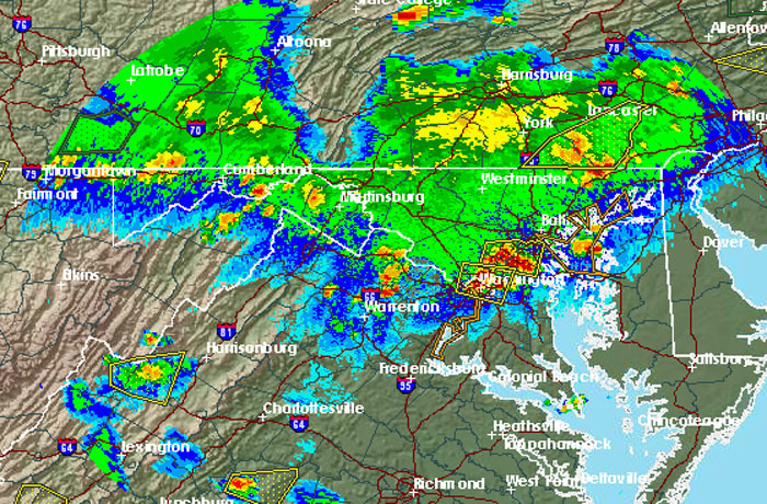 Severe thunderstorm warning issued for D.C. area