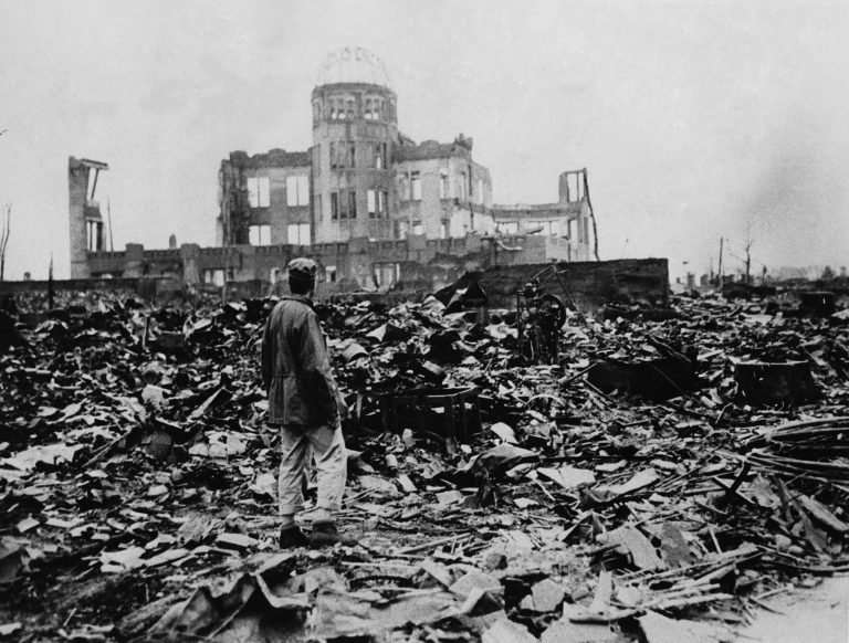 A huge expanse of ruins were left after the explosion of the atomic bomb on Aug. 6, 1945, in Hiroshima. (AP Photo)Â 