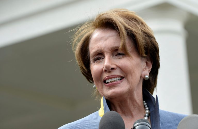 House Minority Leader Nancy Pelosi of Calif. speaks to reporters outside the West Wing of the White House in April. (AP Photo/Susan Walsh)