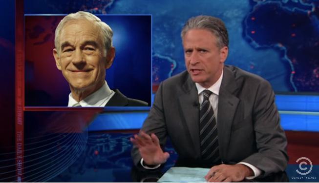 Jon Stewart mocks media for ignoring Ron Paul