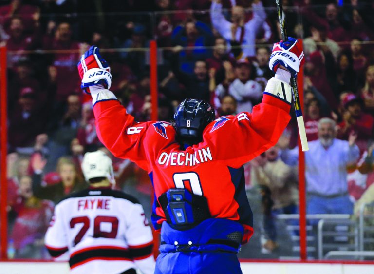 Alex Brandon/AP
Alex Ovechkin finished with his first hat trick in more than two years and four points overall as the Capitals beat the Devils.