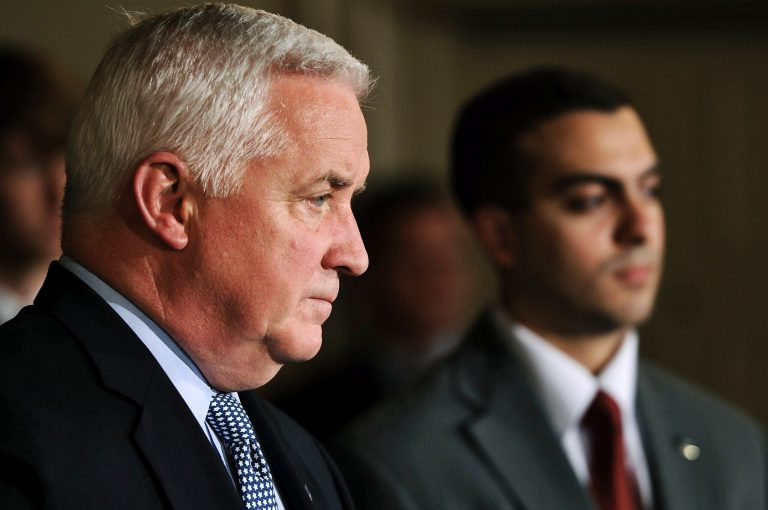 Pennsylvania Gov. Tom Corbett's approval ratings have hit an all-time low, according to a new Quinnipiac University poll.ÃÂ (Photo by Patrick Smith/Getty images)