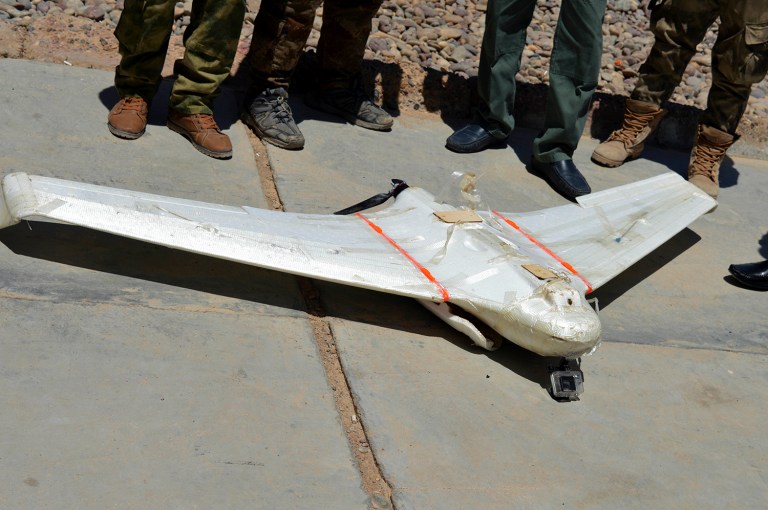 A drone belonging to Islamic State group was shot down by Iraqi security forces. (AP Photo)