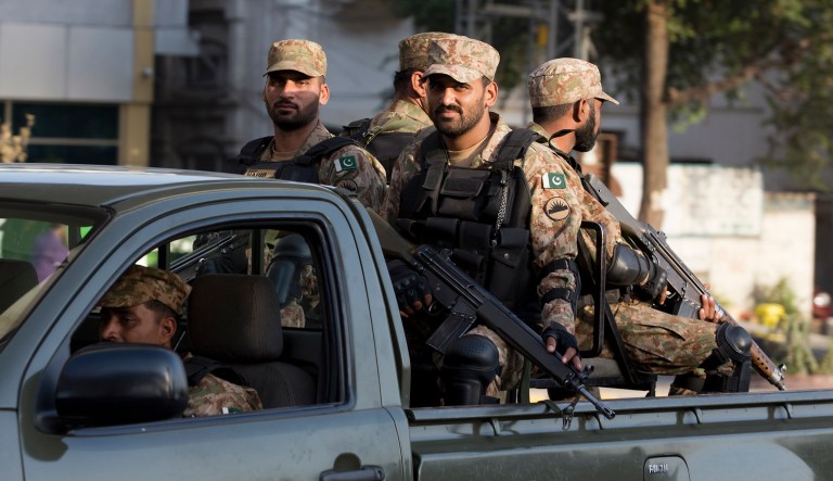 In this 2016 photo, Pakistani army troops patrol in Rawalpindi. According to a recent Reuters report, Pakistan is now sending its troops abroad to Saudi Arabia to give 