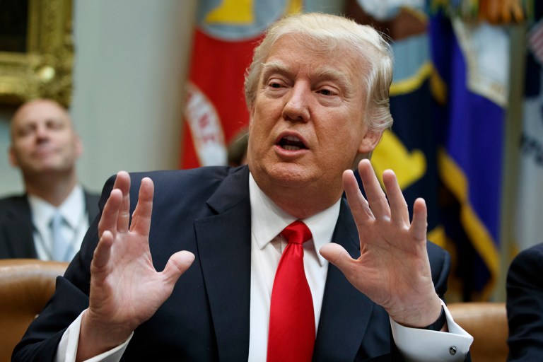 A left-leaning advocacy group is blaming President Trump for the growing number of U.S.-based hate groups. (AP Photo/Evan Vucci)
