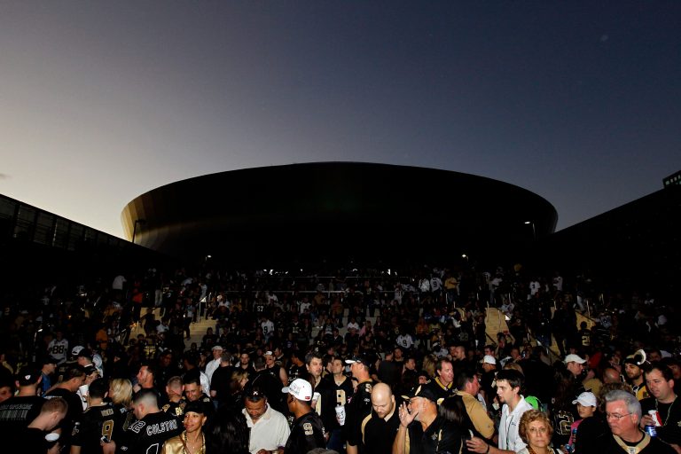 NEW ORLEANS, LA - JANUARY 07:  Fans gather outside of the Mercedes-Benz Superdome during their 2012 NFC Wild Card Playoff between the New Orleans Saints and the Detroit Lions game on January 7, 2012 in New Orleans, Louisiana.  (Photo by Kevin C. Cox/Getty Images)