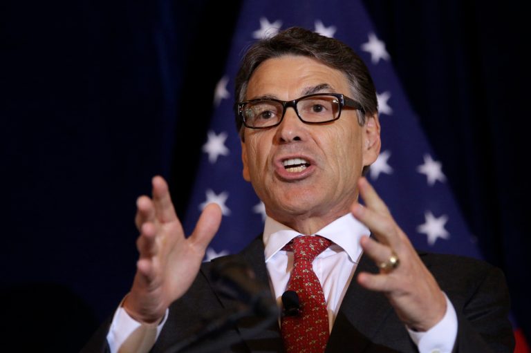 Republican presidential candidate and former Texas Gov. Rick Perry speaks during a luncheon hosted by the Committee to Unleash Prosperity, Wednesday. (AP Photo/Mary Altaffer)