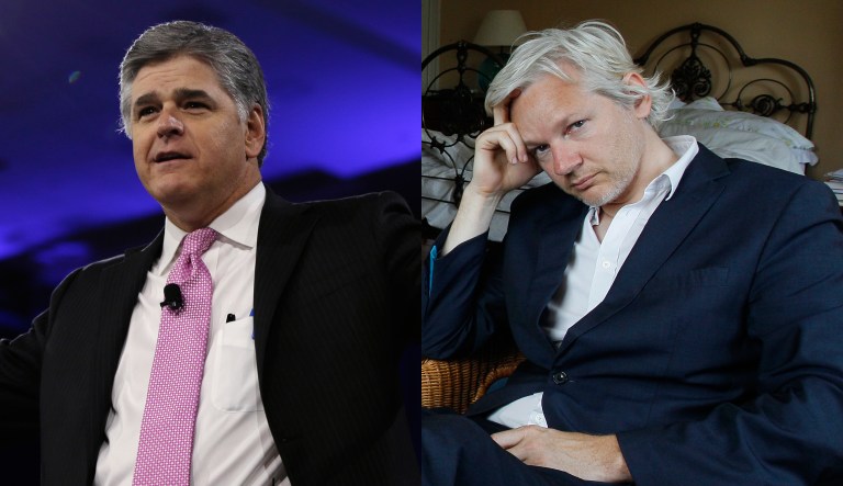 After Fox News host Sean Hannity's Twitter profile crashed on Saturday, WikiLeaks founder Julian Assange reportedly attempted to send a message to an account he believed to be linked to Hannity, but was in fact not. (AP Images)
