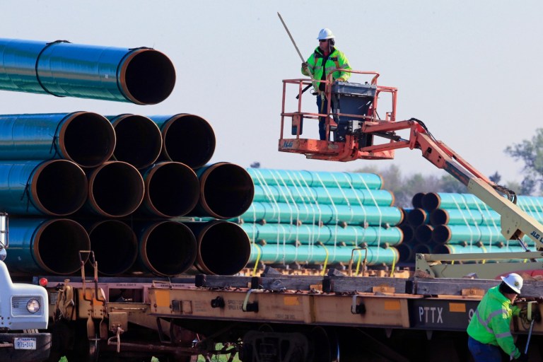 The Obama administration may be unraveling the very fabric of U.S. democracy by holding up the approval of the Dakota Access oil pipeline after a federal court said it could move ahead, a coalition of diverse industry groups said in a letter sent Thursday night to Attorney General Loretta Lynch and other federal agency officials. (AP Photo/Nati Harnik, File)
