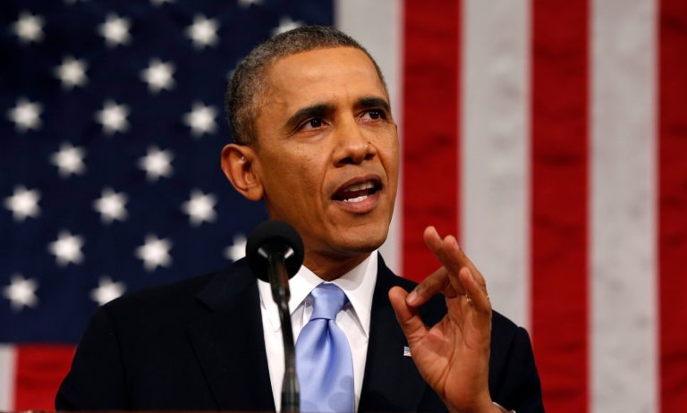 President Obama delivers the State of Union address before a joint session of Congress in the House chamber on Jan. 28. (AP/Larry Downing)