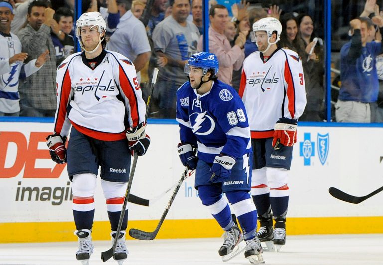 Brian Blanco/AP
Cory Conacher scored one of the Lightning's three third-period goals in a victory over the Capitals on Saturday.