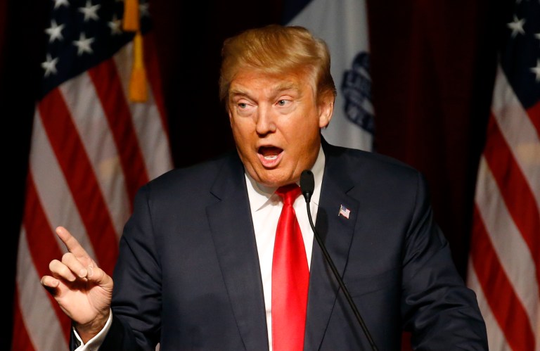 Republican presidential candidate Donald Trump leads Cruz 39 percent to 13 percent in a Morning Consult survey of likely Republican voters. (AP Photo/Patrick Semansky)