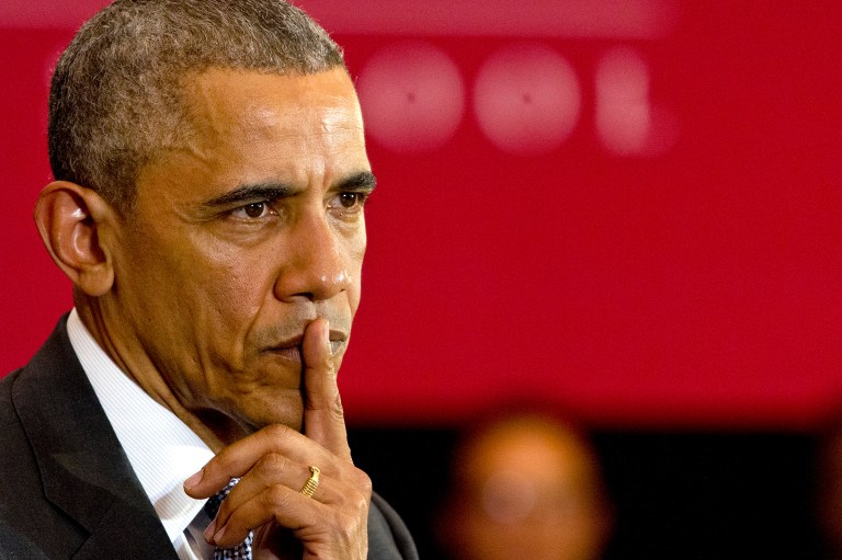 President Obama says drone strikes are necessary in the absence of Iron Man. (AP Photo/Jacquelyn Martin)