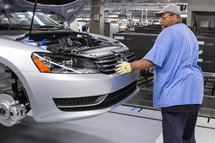 Workers at a Chattanooga, Tenn., Volkswagen plant say that management repeatedly told them they would have to join a union if they wanted to see plant production expanded. (AP File)