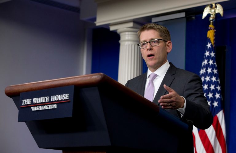 President Obama in a surprise announcement Friday said White House press secretary Jay Carney was stepping down and that his deputy, Josh Earnest, would take over the post. (AP Photo/Carolyn Kaster)