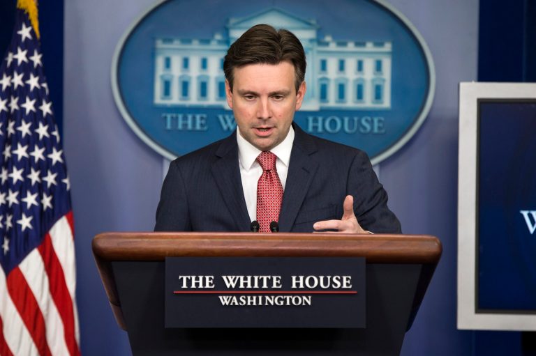 White House Press Secretary Josh Earnest told reporters that Obama made clear last fall that he would oppose any effort to try to undermine the immigration action giving legal relief to up to 5 million illegal immigrants, and plans to follow through with that threat if the House GOP-crafted DHS appropriations bill reaches his desk. (AP/Evan Vucci)