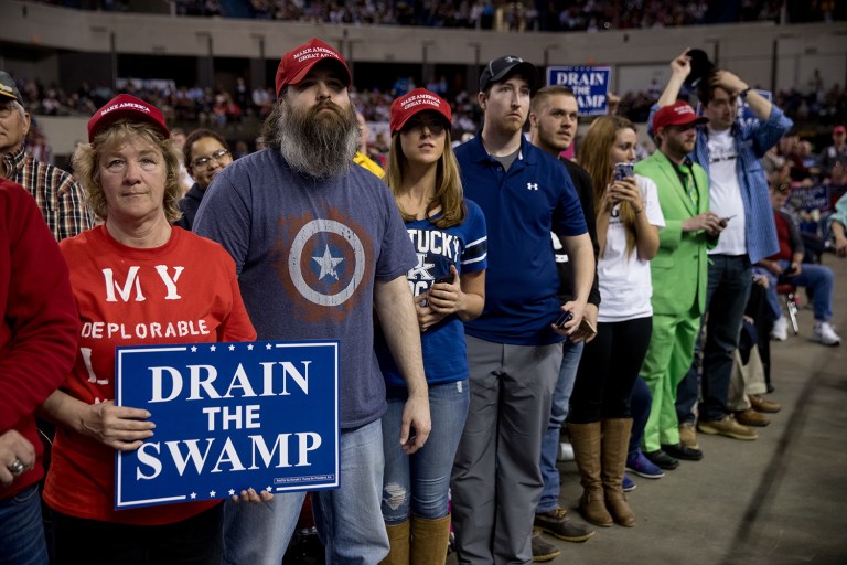 Eight years after the financial crisis, Massie's congressional district is still struggling to get to its feet. More than 30 percent of Lewis County, where Massie grew up, carve out a living below the poverty line. (AP Photo/Andrew Harnik)