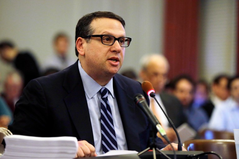 FILE - In this Jan. 9, 2014 file photo, David Wildstein speaks during a hearing at the Statehouse in Trenton. On paper, David Wildstein's title at the Port Authority of New York and New Jersey was 