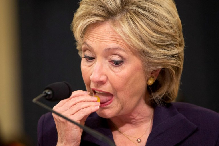 The Washington Post noted that Hillary Clinton drinks tea and uses a humidifier to try and stop the coughing spells. (AP Photo)